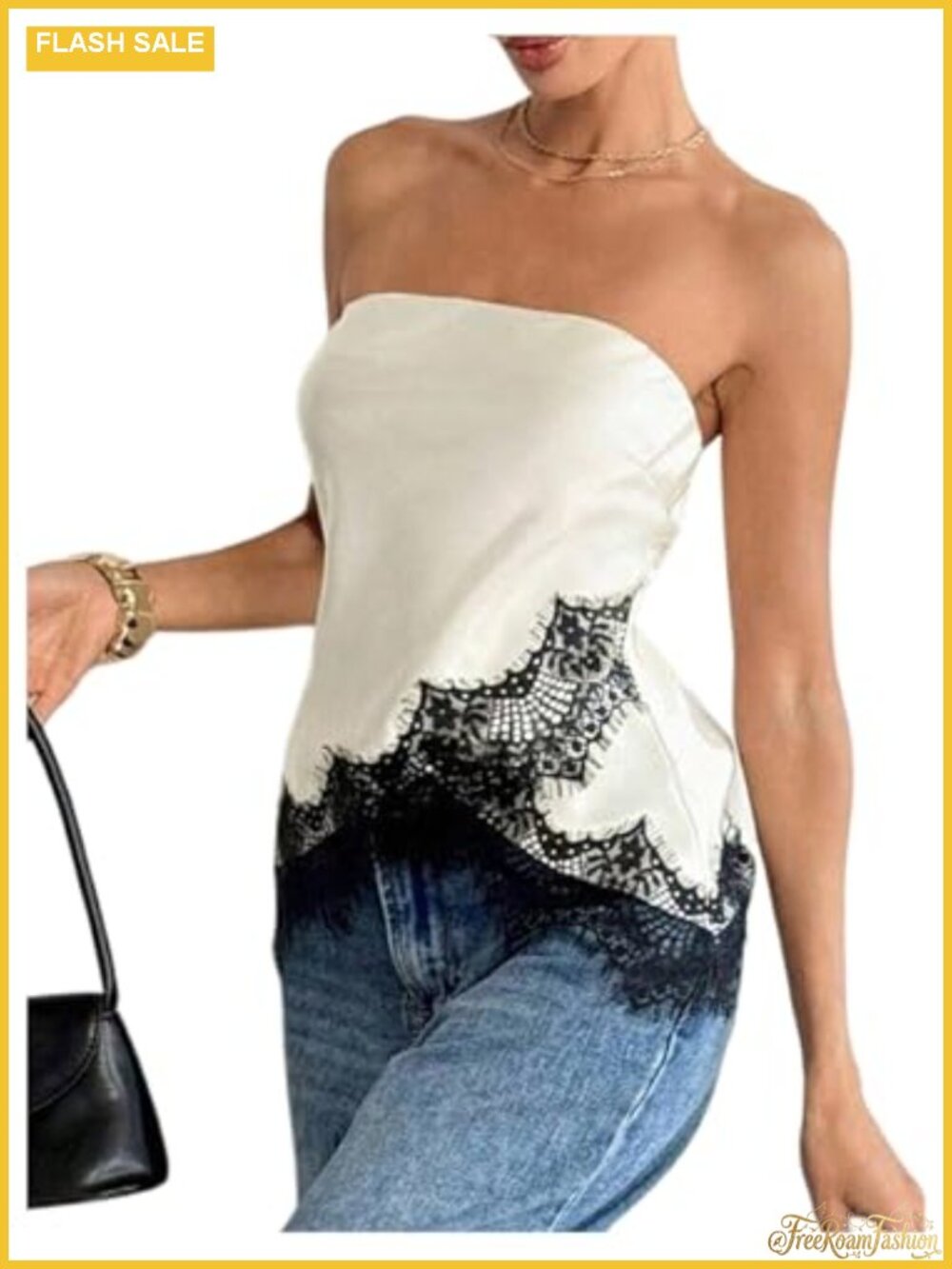 Y2K Satin Lace Asymmetrical Tube Top Strapless Bandeau